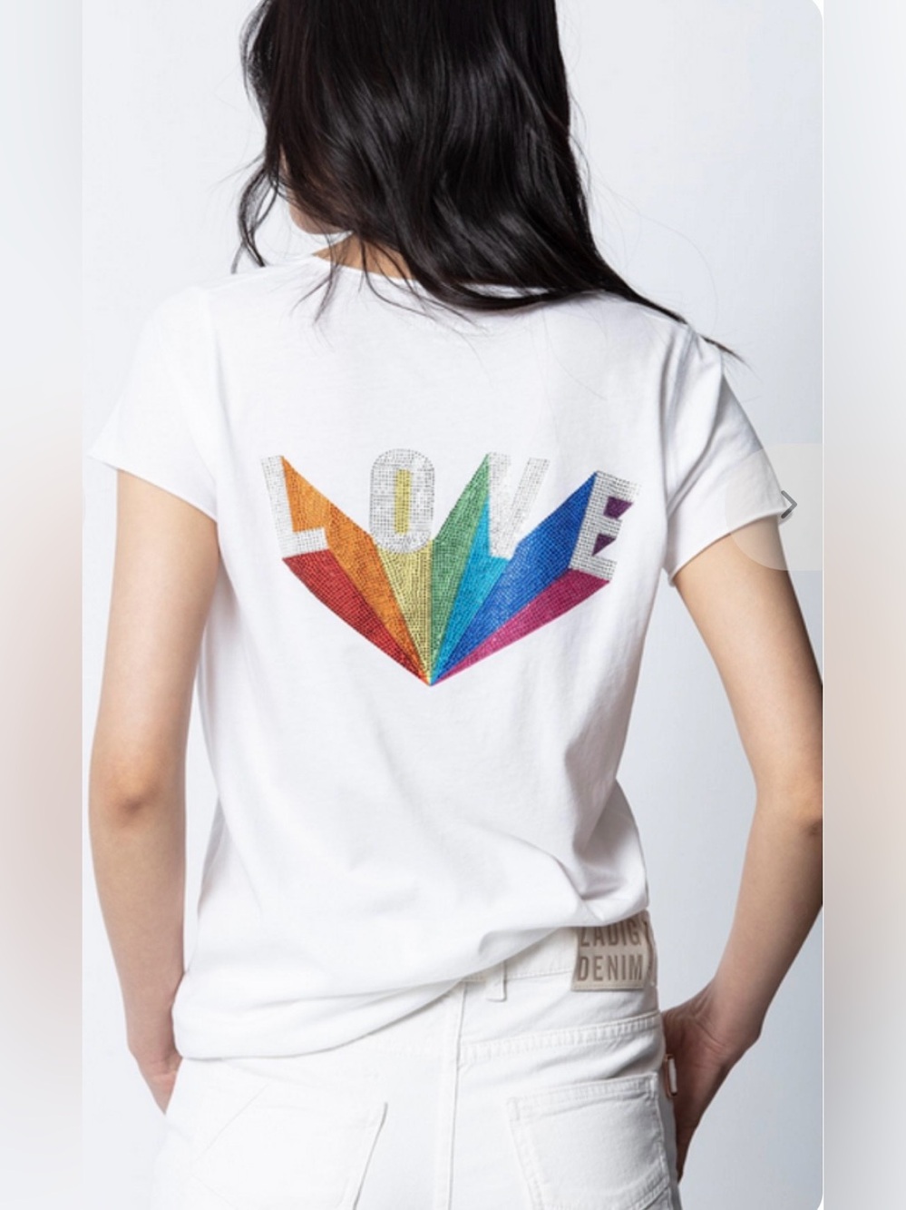 Zadig & Voltaire Women’s Love Rainbow Henley Short Sleeve Tee Shirt Size XS